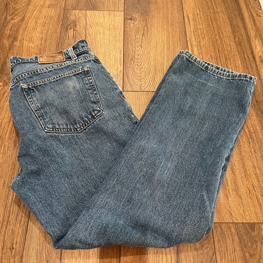 Vintage 90s Polo Ralph Lauren Authentic Dungarees Mens Jeans 34x32 Blue Denim